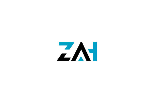 Modern ZAH Monogram Logo: Blue & Black Geometric Lettermark for Tech, Corporate, & Minimalist Brands
