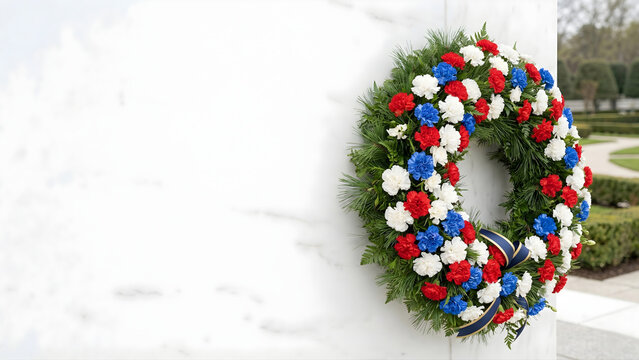 Patriotic Memorial Wreath in USA Colors for Memorial Day Remembrance