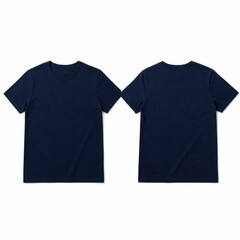 Fototapeta premium Plain dark navy blue t-shirts, front and back view