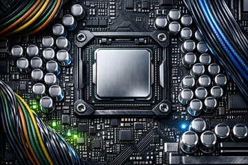 Fototapeta premium Advanced Computer Processor on a High Tech Motherboard