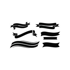 Obraz premium Collection of black ribbons and banners on a white background for decoration