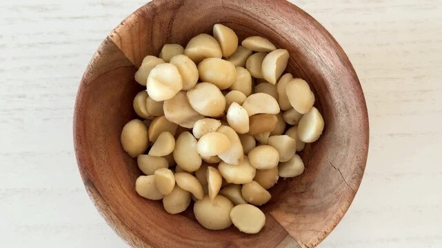 Close-up of a Bowl of Macadamia nuts. 