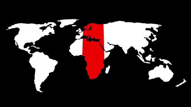 Map with Highlighted Regions Canada Denmark South America