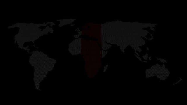 South America highlighted on map with red color gradient