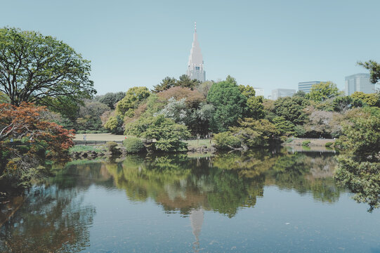 NTT Docomo Yoyogi Building and Shinjuku Gyoen National Garden.