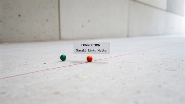 Connection Between Small Links on Minimalist Surface Highlighted by Colorful Balls and Printed Paper Message