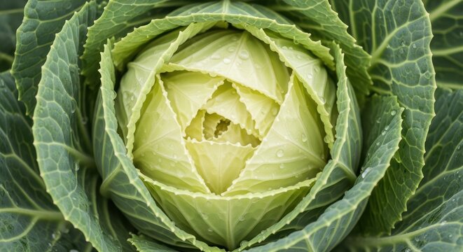 Fresh Green Cabbage Head.