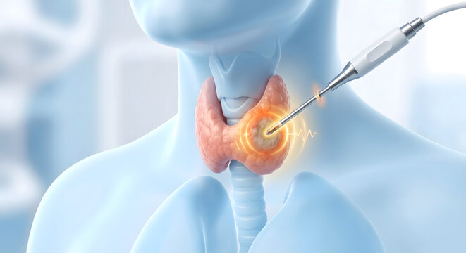 Futuristic Concept of Precision Thyroid Surgery with Laser Treatment, Human Anatomy Model, and Advanced Medical Device for Healthcare Innovation