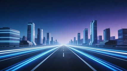 Fototapeta premium Futuristic cityscape with glowing road