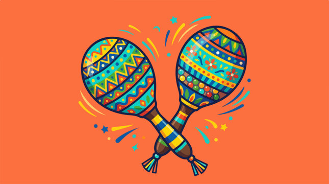 Colorful maracas musical instrument pair.