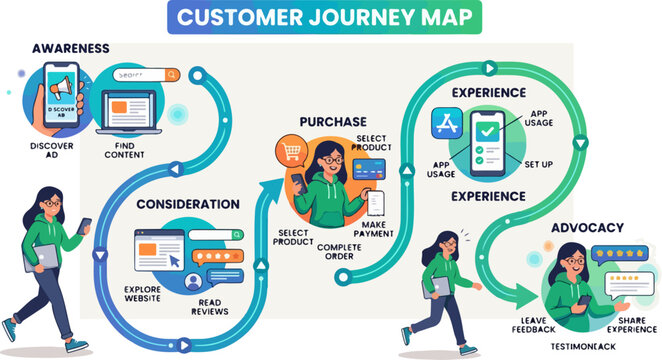 Customer Journey Map Infographic Illustration.