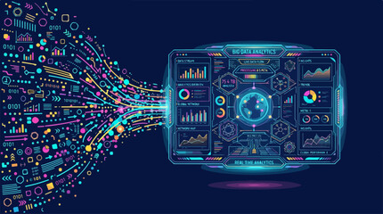 Fototapeta premium Digital dashboard with data visualization.