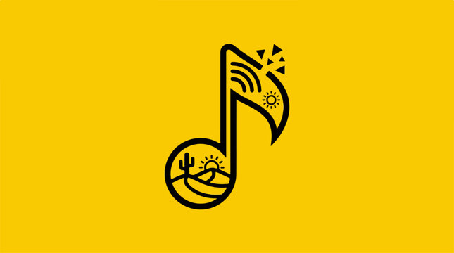 Music note with decorative elements design.