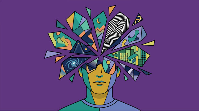 Person with colorful exploding head.