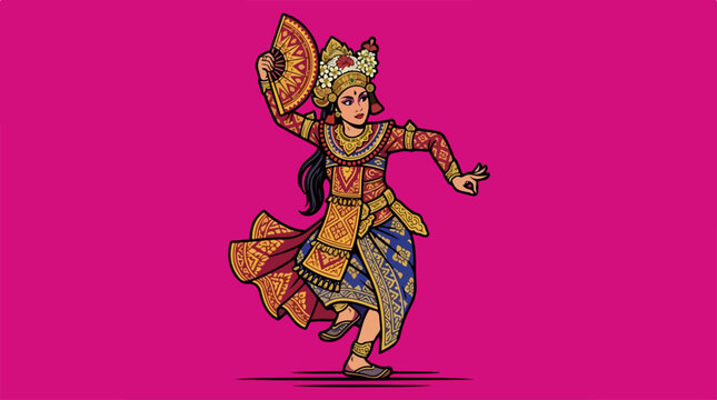 Woman Wearing Traditional Indian Dance Costume.
