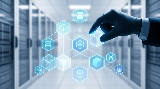 Interface num&eacute;rique avec ic&ocirc;nes technologiques