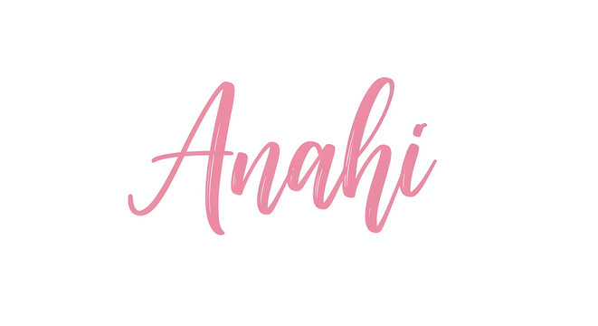 Stylish pink cursive script lettering of the name Anahi on a white background