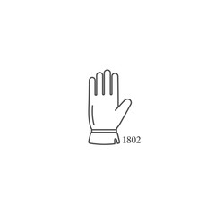 Fototapeta premium Simple line drawing of a single glove on white background with graphic is perfec