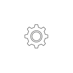 Obraz premium Simple outline gear icon, isolated on white background, representing settings