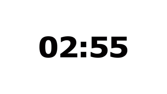 3 minutes countdown, 3 minute timer countdown animation, suitable for concepts animation on Two minutes countdown on black background. 180 seconds countdown timer animation.