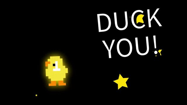Charming pixel art chick delivers a humorous, clever wordplay message in a retro game style... a fun and nostalgic graphic design
