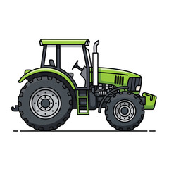 Obraz premium Illustration of a green farm tractor isolated on a white background.