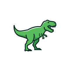 Fototapeta premium Cute cartoon green Tyrannosaurus Rex dinosaur vector illustration.