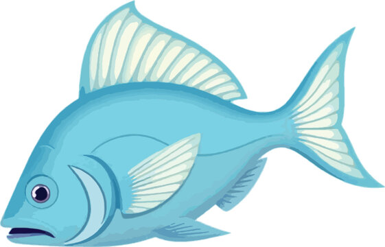 blue fish with white fins on white background