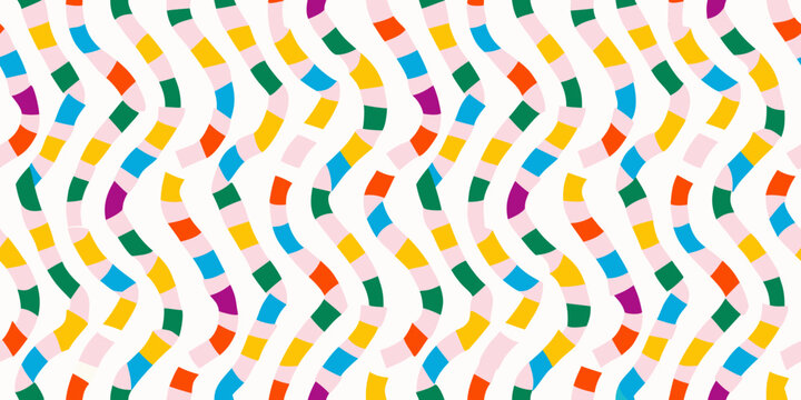 Colorful abstract pattern of wavy overlapping rectangular shapes