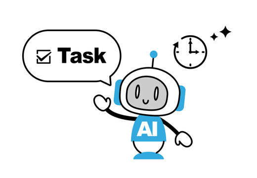 AIにタスクを任せて効率化するイラスト