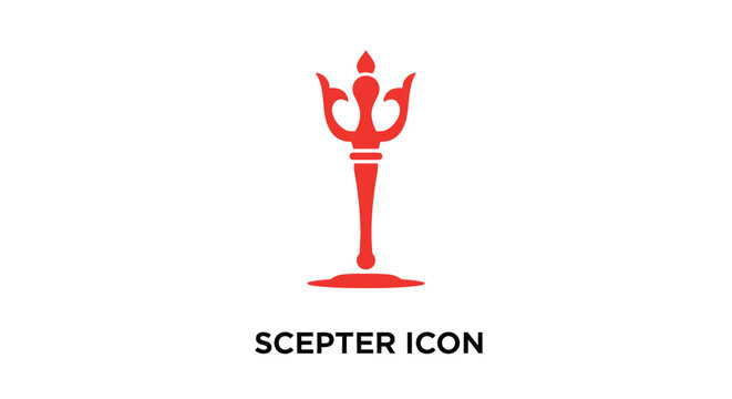 Elegant Red Scepter Icon on White Background Depicting Authority and Power.