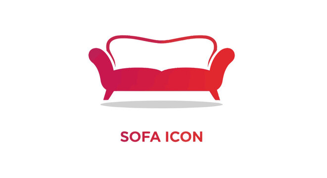 Elegant Red Sofa Icon - Comfortable and Stylish Furniture Design.