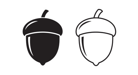 Vector illustration of acorn icons in black and white © Mofizul