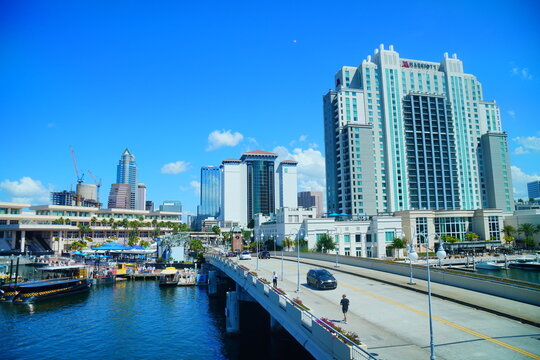 Tampa, FL, USA - 04 19 2026: Tampa downtown and Davis island landscape and convention center 