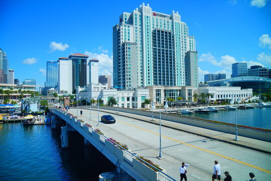 Tampa, FL, USA - 04 19 2026: Tampa downtown and Davis island landscape and convention center 