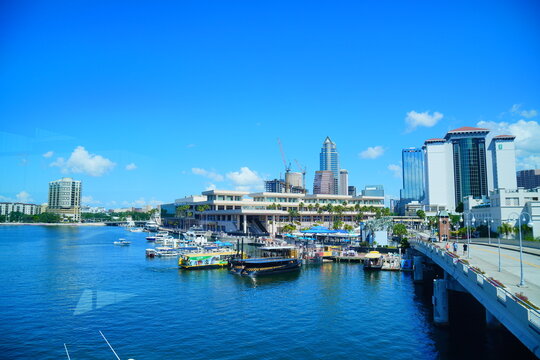 Tampa, FL, USA - 04 19 2026: Tampa downtown and Davis island landscape and convention center 