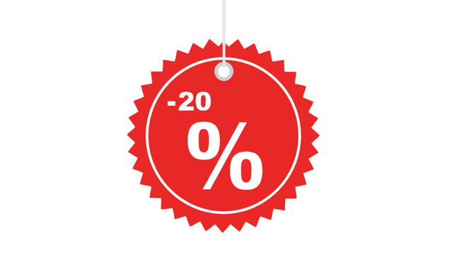 Red Discount Tag Hanging.