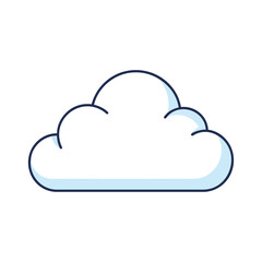 Fototapeta premium Simple blue cloud icon flat vector illustration.