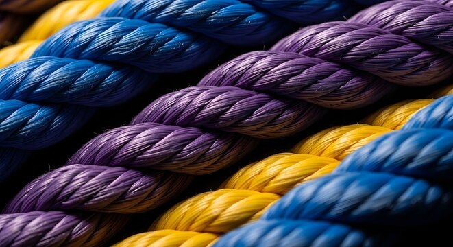 Colorful knotted ropes a vibrant and textured close up