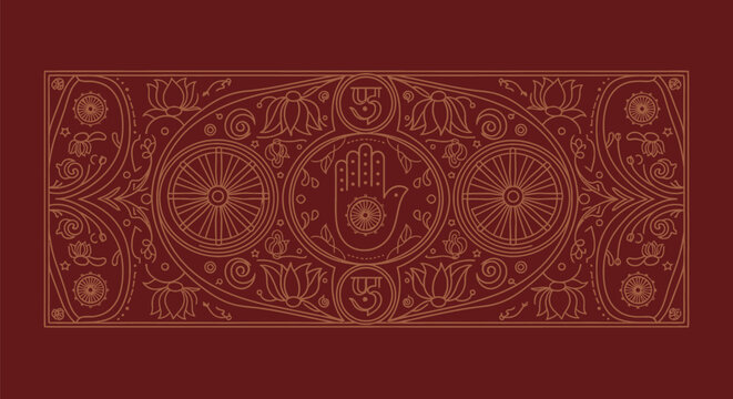 Jainism Symbol Ahimsa Hand Emblem Engraved Decorative Ornament.