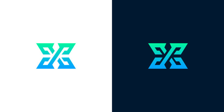 Modern Abstract Letter X Logo Design on White and Dark Blue Background