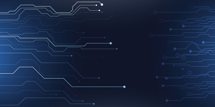 Abstract blue technology circuit board background with copy space.