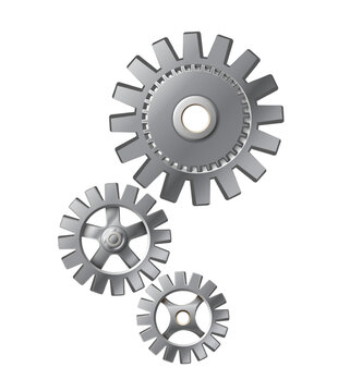 realistic vector icon illustration. Metal gears on white background. 