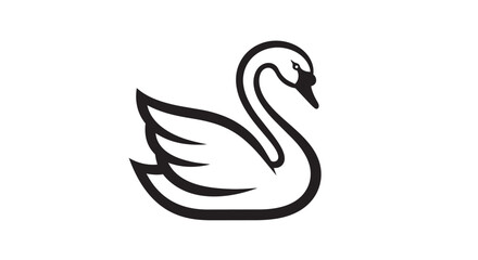 Black swan vector illustration with simple design and elegant lines © Akel
