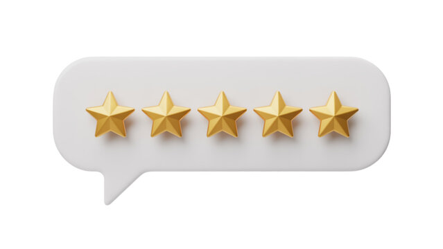 A set of five golden stars inside a speech bubble graphic Vector