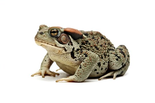 Detailed close-up of a large american toad (anaxyrus americanus) in natural habitat amphibian frog