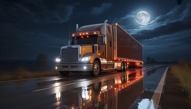 Semi At Night Images