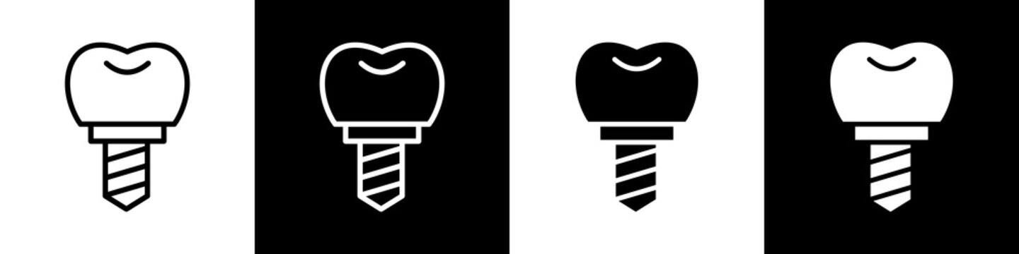 dental implants black and white icon design concept	
