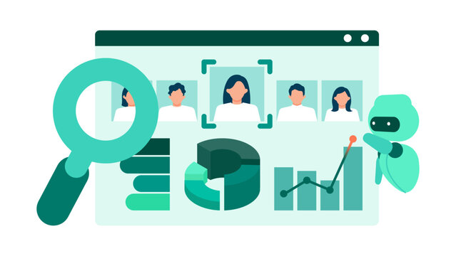 CRM dashboard interface with AI data analytics for business intelligence, professional team using digital tools for real-time customer monitoring and marketing performance optimization