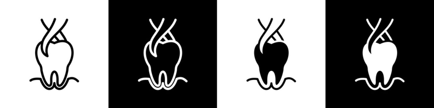 tooth extraction black and white icon design concept	
